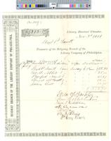 B09F64 - Treasurer's order no. 109 for Ridgway Branch with receipts for salaries, 1881-10-14-1881-11-03