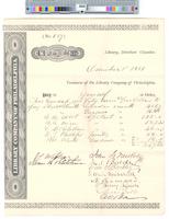 B09F65 - Treasurer's order no. 557 for Library Company with receipts for salaries, 1881-10-29-1881-12-01