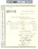 B10F04 - Treasurer's order no. 112 for Ridgway Branch with receipts for salaries, 1881-11-15-1881-12-01