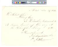 B06F31 - Receipt from J. M. Sanderson and Son for dinner at the Franklin Restaurant, 1842-11-29