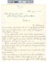 B08F42 - Correspondence from Frank Furness regarding design and cost estimate for new building at Juniper and Locust Streets, 1879-01-15-1879-02-06