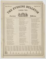 The Evening bulletin 1862-'63. Carriers' address.
