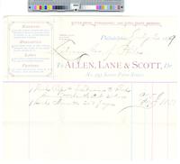 B08F46 - Invoice from Allen, Lane and Scott for printing and minute book, 1879-07-02