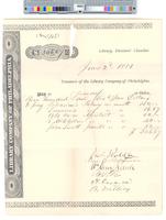 B09F33 - Treasurer's order no. 543 for Library Company with receipts for salaries, 1881-05-27-1881-06-02