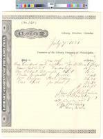 B09F38 - Treasurer's order no. 548 for Library Company with receipts for gardening, repairs, and utilities, 1881-06-01-1881-07-07