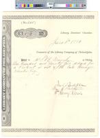 B09F39 - Treasurer's order no. 545 for Library Company for portrait of Henry Wharton, 1881-06-02