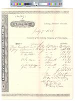 B09F41 - Treasurer's order no. 547 for Library Company with receipts for salaries, 1881-06-03-1881-07-07