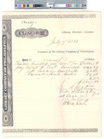 B09F42 - Treasurer's order no. 549 for Library Company with receipts for porch, repairs, dumbwaiter, and heater, 1881-06-29-1881-07-07