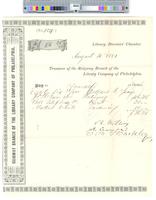 B09F45 - Treasurer's order no. 104 for Ridgway Branch with receipts for stationery, telephone, and gardening, 1881-07-01-1881-08-04