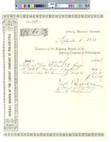 B09F51 - Treasurer's order no. 106 for Ridgway Branch with receipts for gardener and covering for desks, 1881-08-01-1881-09-01