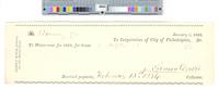 B06F12 - Receipt from city of Philadelphia for water-rent, 1834-02-13