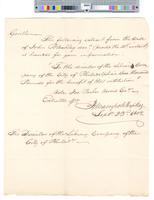 B05F35 - Correspondence from Wampole Depkey with extract from John Bleakley will regarding gift of 1,000 pounds to library, 1802-09-23