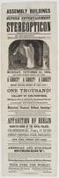 Superb entertainment The grand stereopticon : (Copyrighted by P.E. Abel, Philadelphia.) ... Monday, October 3d, 1864, and every evening during the week. A ghost! A ghost! A ghost! Several hundred new and splendid views, chiefly foreign, and never before s