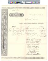 B09F19 - Treasurer's order no. 558 for Library Company with receipts for shelving etc., firewood, catalog cards, curbing, and paving, 1881-04-15-1881-12-01