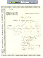 B09F20 - Treasurer's order no. 94 for Ridgway Branch with receipts for salaries, 1881-04-16-1881-05-05