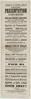 American Academy of Music Grand presentation concerts! : to be given under the direction of the New York Jewelers' Association depot, 613 Chestnut Street, Saturday evening, Oct. 15th, 1864 The directors respectfully announce that they will give a series o