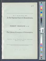 B14F09 - Opinion of the Supreme Court; Manners v. Henry J. Williams and the Library Company, 1880-03-01