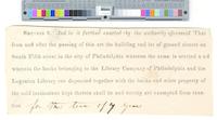 B10F63 - Law to exempt Library Company building and lot from taxes for seven years, 1826-03-09