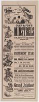 Fun! Fun!! Fun!!! : Duer & Fox's Minstrels will give a grand concert under a tent, at [blank] on [blank] evening, [blank] 1863 Admission, [blank] cts. Children, [blank] cts. The most complete traveling band in the profession, composed of a number of disti