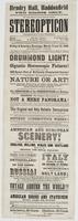 Hendry Hall, Haddonfield two nights only. : The original, mammoth, justly celebrated and wonderful stereopticon (copyrighted by P.E. Abel, Philadelphia.) Manager, John Toy Business agent, W.H. Sargent Lecturer, E.E. Hulfish, Esq. Operator, Prof. Digel The