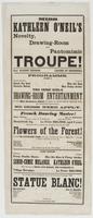 Miss Kathleen O'Neil's novelty, drawing-room and pantomimic troupe! : Prof. Eugene Thiodon, leader of orchestra Programme. ... The Irish girl's drawing-room entertainment in which Miss Kathleen O'Neil will perform the stage-struck servant girl, and sing h