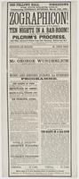 Odd Fellows' Hall, Norristown for five nights only, commencing Tuesday evening, March 15th, 1864. Zographicon! : A series of panoramic illustrations--of T.S. Arthur's Ten nights in a bar-room! John Bunyan's Pilgrim's progress, and other attractive scenes 