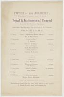 Foyer of the Academy. : Wednesday evening, April 13, 1864. Vocal & instrumental concert in aid of the Sanitary Commission. Committee--Miss Houston, Miss De Solms, F.H. Williams. Programme. ... Cards of admission--one dollar. The Steinway grand piano has b