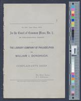 B13F14 - Complainant's brief; Library Company v. William J. Donohugh, circa 1877-07