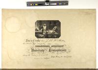 This is to certify that [blank] has attended [blank] course[s] on practical anatomy in the University of Pennsylvania during the winter[s] of [blank]. [Blank], Professor of Anatomy. [Blank], Demonstrator. [graphic] / A. Bigot, del., Phila.