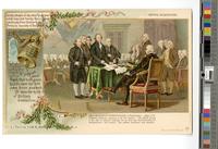 Capitol Washington. [graphic] : Declaration of Independance [sic] at Philadelphia. July 4. 1776. (Thomas Jefferson supposed to be the author.) The fourth of July is the day of national rejoicing, for on that day, the Declaration of Independance [sic] that