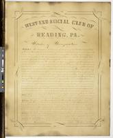 West End Social Club of Reading, Pa. Articles of Incorporation. [graphic] / William Harris, scriptor, Hamburg, Pa.