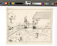 [Sketch of an unidentified residence and garden] [graphic].