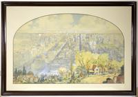 [Panoramic view of Center City, Philadelphia looking east from non-existing suburban perspective] [graphic] / Edwin F. Bayha '28.