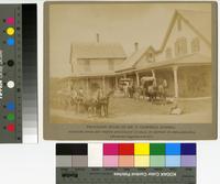 Traveling teams of Mr. J. Campbell Harris,- starting from his "White Mountains" stables, to return to Philadelphia. (his mountain buggy-team on the left.) [graphic]/ Merrow, photographer, Bethlehem, N.H.