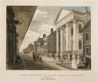 High Street, with the First Presbyterian Church [graphic] : Taken down in 1820. Philadelphia / Designed & Published by W. Birch Enamel Painter 1800.