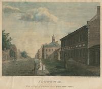 State-House, with a view of Chesnut [sic] Street Philadelphia [graphic] / Drawn & Engraved by W. Birch & Son.
