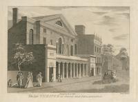 The late theatre in Chesnut [sic] Street Philadelphia [graphic]: Destroyed by Fire in 1820 / Drawn & Published by W. Birch near Bristol, 1804; Gilbert Fox Aquafortus.