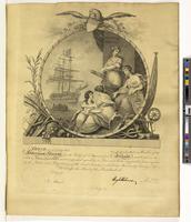 Hibernian Society for the Relief of Emigrants from Ireland [membership certificate] [graphic] / J. J. Barralet invet. et delt.; H. Houston sculpt.