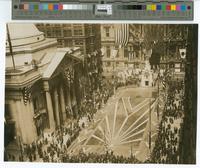 [Street decorations in front of City Hall during Victory Loan, World War] [graphic].