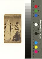 [Staged scene, possibly an allusion to the Emancipation Proclamation, depicting a kneeling African American boy, white woman and girls representing figures of Liberty, and a white man dressed as a soldier] [graphic] /  Tunison & Son, photographers, Tiffin