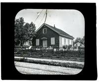 [Mennonite meeting house with view of cemetery grounds, Germantown] [graphic].