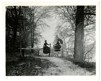 "Life on the Rail" Minnie Lysan Shoemaker & Minne Kinter on fence at Bartram's Gardens [graphic].