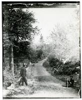[Dirt path in woods,possibly Crescent Park, with Elliston P. Morris and Samuel Buckley Morris] [graphic].