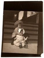 Elliston P. Morris Jr. and Marriott C. Morris Jr. on front steps, 6706 Cresheim Rd, Pelham [graphic].