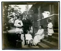 Elliston P. Morris Jr., Wm. Marriott Canby, Majorie Canby, Jane Rhoads Morris & Marriott C. Morris Jr. on side steps, 6706 Cresheim Rd., Pelham [graphic].