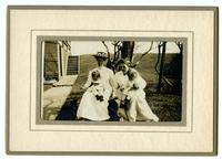 Mary Twaddell King & Martha Twaddell & Mary's children, [Minor and John King] side yard Avocado, Sea Girt, NJ [graphic].