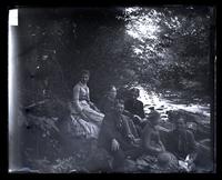 Owl Club sitting on a stone, Swiftwater, [Pa., Poconos] [Miss Shotwell & Lu Watt] [graphic].