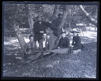 [Mana]squan River party after lunch, 2 miles below Allaire, [NJ]. Anne Emlen, Father, Shober Kimber, Mr. [Joseph Bunford] Samuel, Miss Cohen & Bess [graphic].