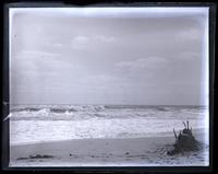 Ocean from beach. Wreckage in cor[ner]. [Sea Girt, NJ] [graphic].