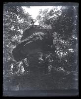 Pulpit Rock, near [Delaware] Water Gap, Prof. [H. Carvill] Lewis standing near rock [graphic].